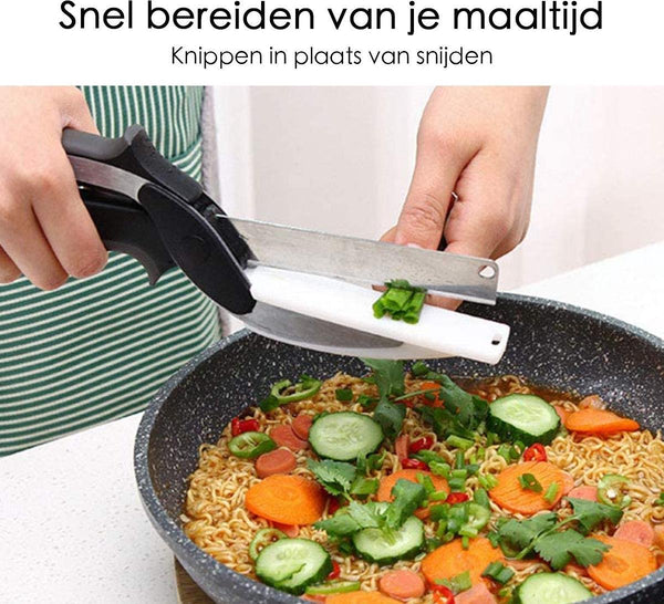 QuickChop | Keukenschaar met Mes en Snijplank in Één
