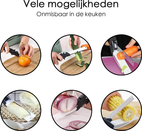 QuickChop | Keukenschaar met Mes en Snijplank in Één