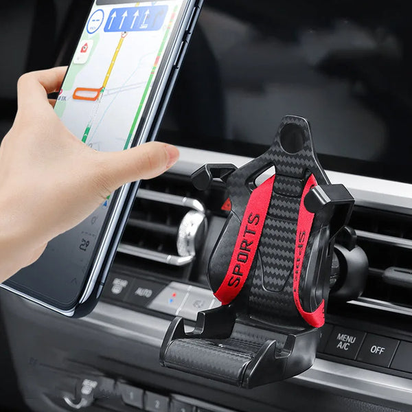 RaceSeat | Autotelefoonhouder in Racestoelstijl, 360° Draaibaar